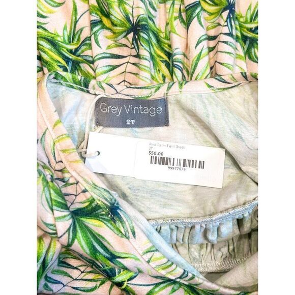 NWT! Grey Vintage Pink Palm Twirl Dress Size 2T - Picture 4 of 4